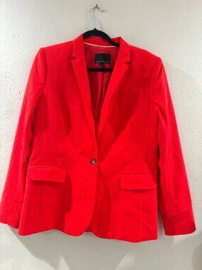 Banana Republic Womens Wool Red Single-Button Blazer Size 14 Jacket Pockets